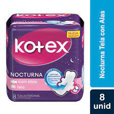 TOALLA HIGIENICA KOTEX NOCTURNA C/ALAS x 8 ud