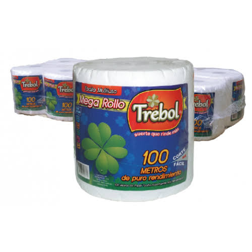 TOALLA DE PAPEL NOVA MULTIUSOS TREBOL MEGA ROLLO 6 x 100 mts (FOLIO)
